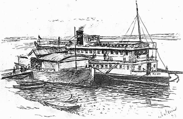 Елатьма. Рисунок пристани на Оке. 1927 г.